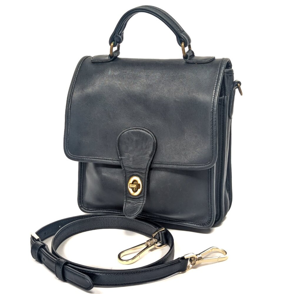 COACH USA Vintage Station Shoulder Bag Black Leather - Picture 14 of 15